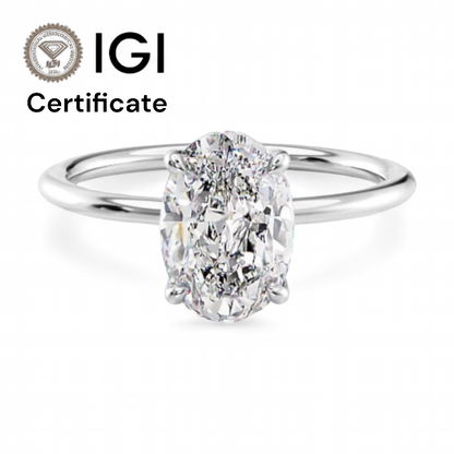 14k White Gold Solitaire Oval Diamond ring