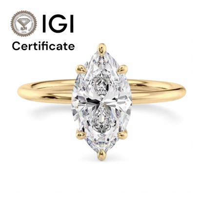 14k Yellow Gold Solitaire Marquise Diamond ring