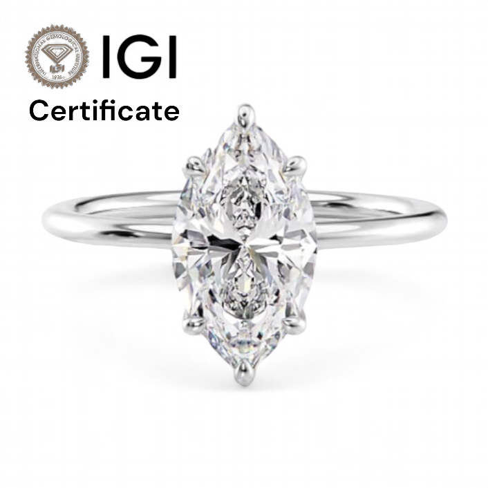 14k White Gold Solitaire Marquise Diamond ring