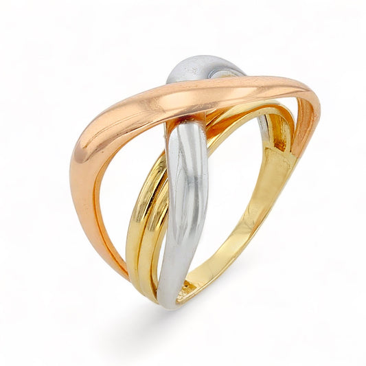 14K Yellow gold bypass 3 tones ring-10419