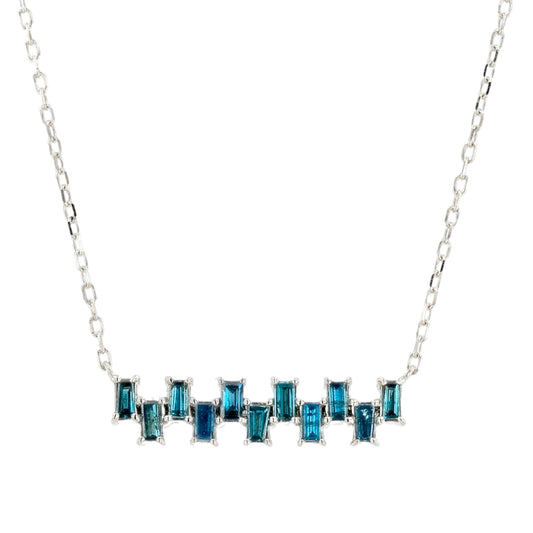 10K White Gold and Blue Diamond Necklace-11310