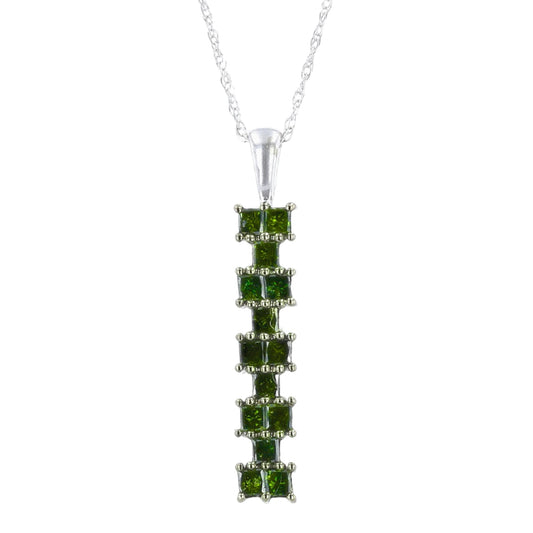 10K White gold green diamond Necklace-15442