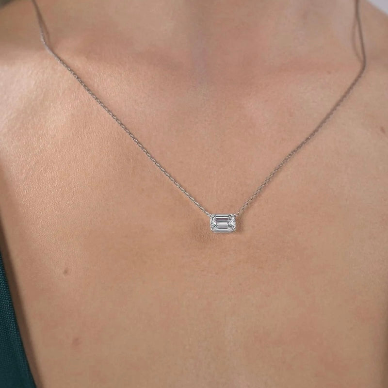 Platinum Emerald Cut Diamond necklace