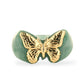 Green Jade Butterfly shape 14k Yellow Ring