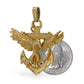 14K Yellow solid gold charm Anchor with eagle decorations-226117