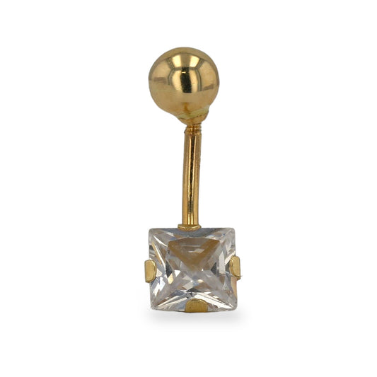 14K yellow gold Square belly piercing-225344