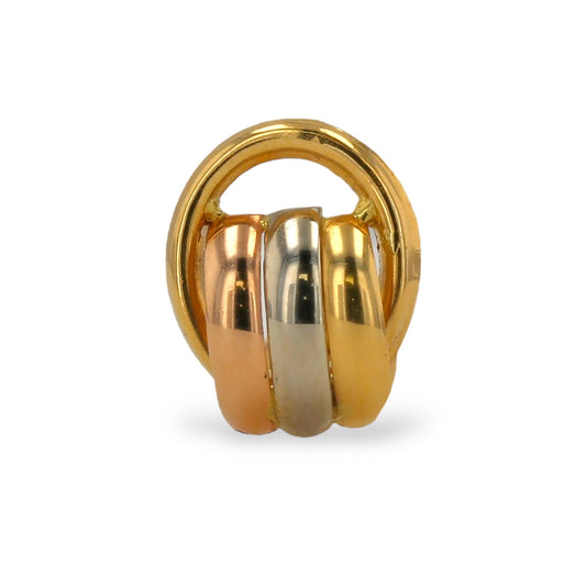 18K Yellow gold tri colors Oval earrings arch earrings-224762