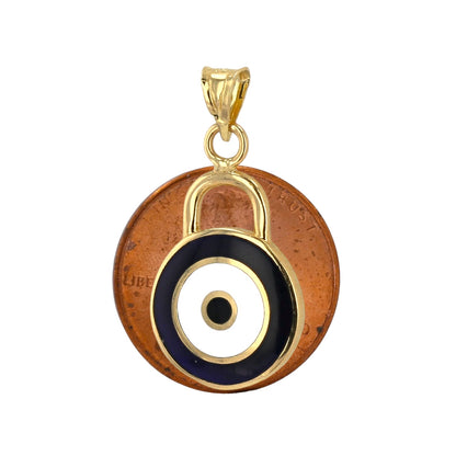 14k yellow gold eye amulet pendant-226104