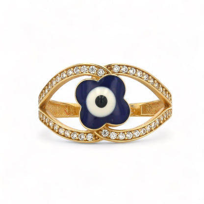14K Yellow Gold Blue Flower Ring - 221169l