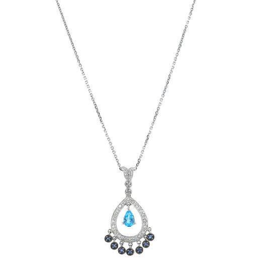 14K White Gold with Drop Danglin Pendant - 2530