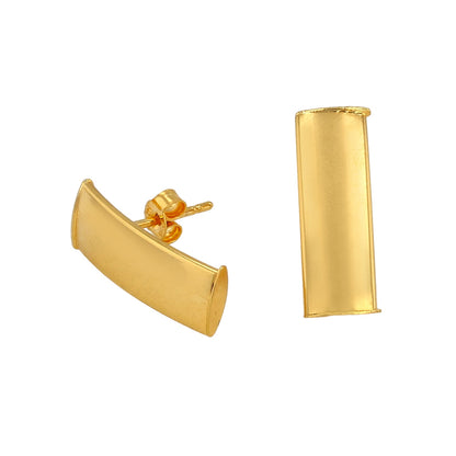 14K Yellow Gold Earring Italian Minimal Design - 11142