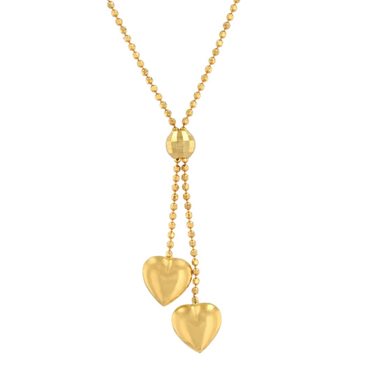 14K Yellow Gold Two Heart Necklaces - 11709