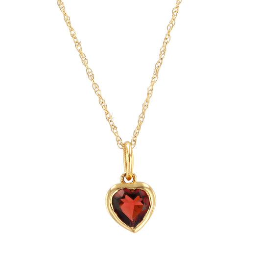 10k Yellow Gold Garnet Heart - 15352