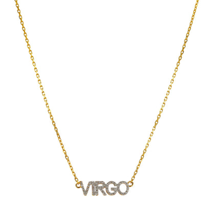 14K Yellow Gold Diamond Zodiac Necklace Virgo - 224940