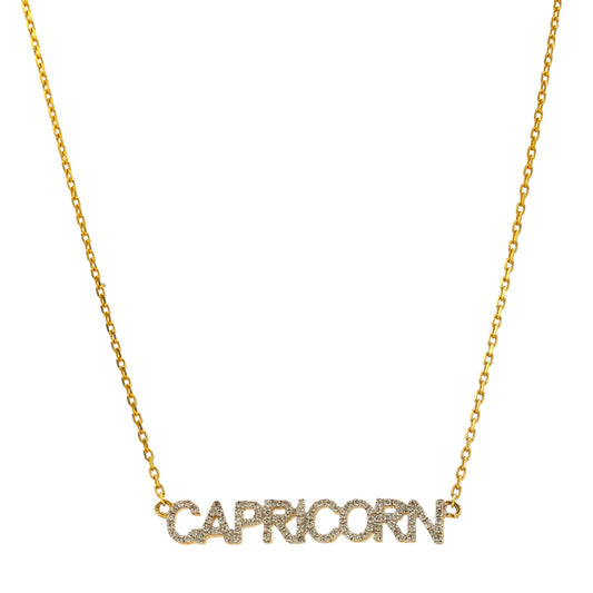 14K Yello Gold Diamond Zodiac Necklace Capricorn - 224945