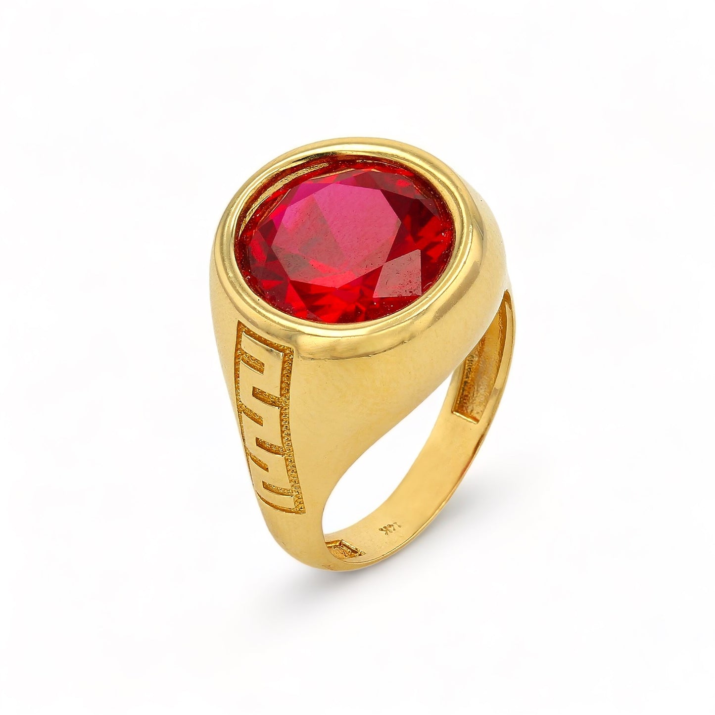 14K Yellow Gold Ring with Fire Red Stone - 220635