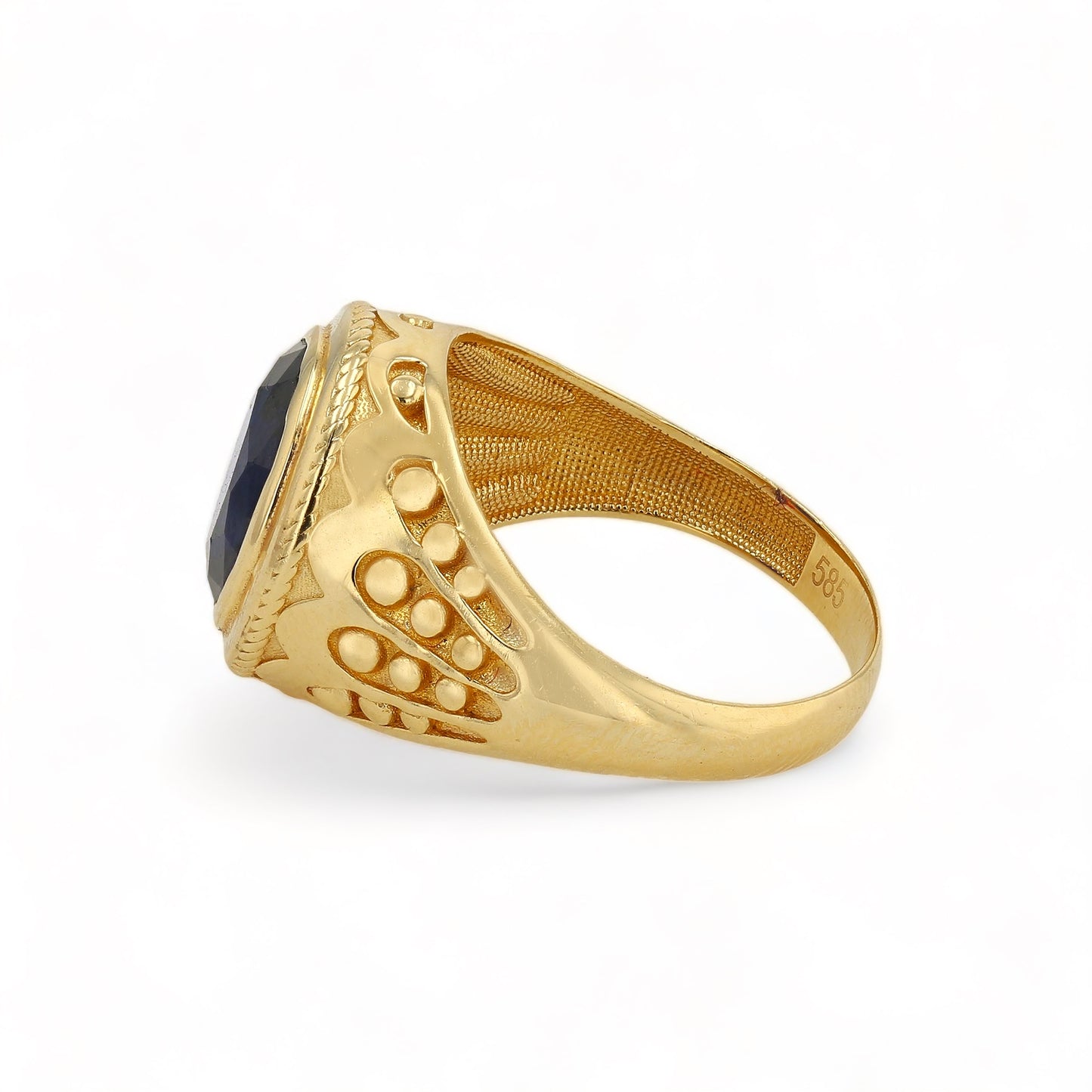 14K Yellow Gold Ring with Royal Blue Stone - 221165