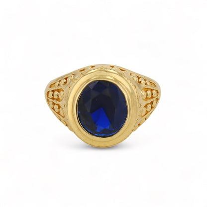 14K Yellow Gold Ring with Royal Blue Stone - 221165