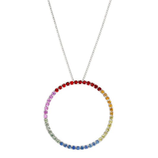 18K White Gold Chain and 14K White Gold Infinity Rainbow necklace