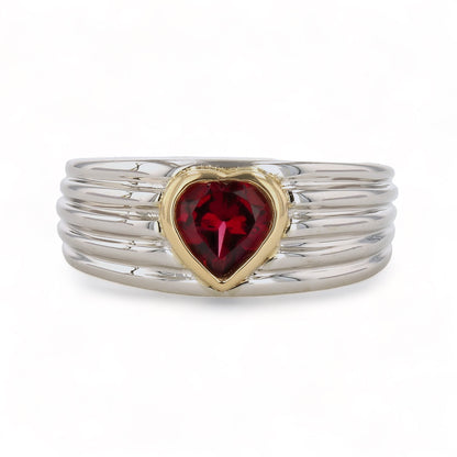 10k White gold channel ring pink tourmaline heart accent ring-2222