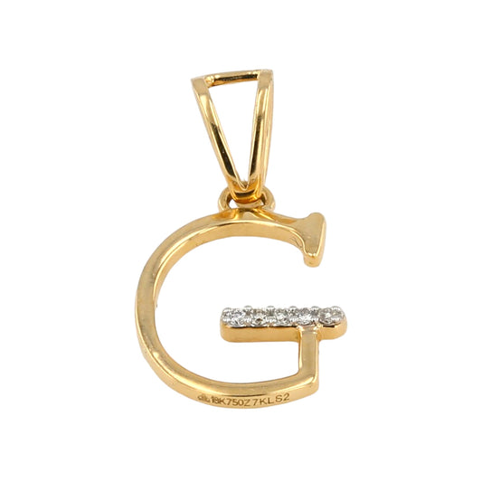 18K solid Yellow gold natural diamonds G letter with IGI Certificate FREE chain