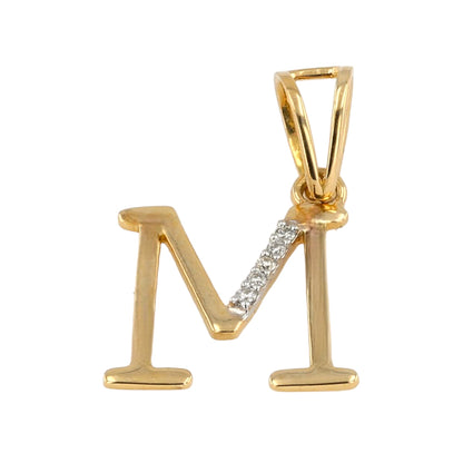 18K solid Yellow gold natural diamonds M letter with IGI Certificate FREE chain