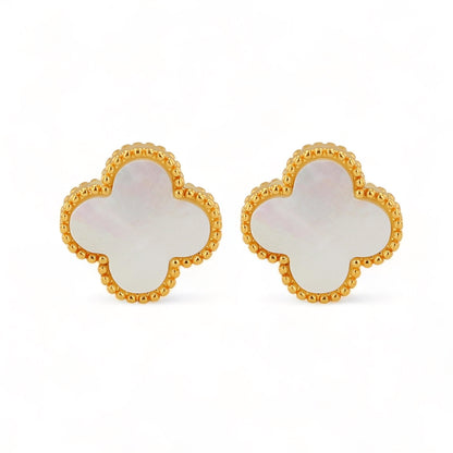 18K Yellow Gold Mother of Pearl Earrings