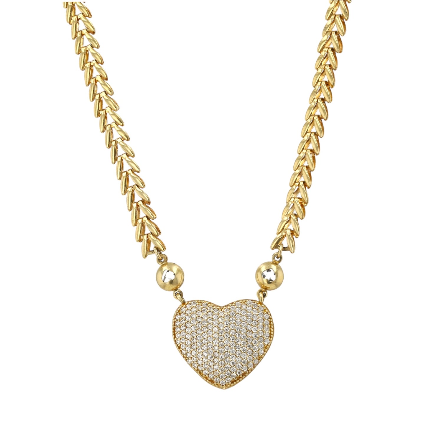 10K Yellow Gold Heart Necklace with CZ