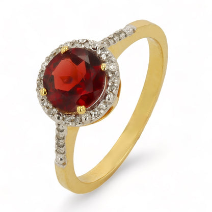 14K Yellow Gold Diamond and Garnet Ring