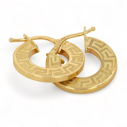 10K Yellow Gold Greek Style Hoops Earrings - 226156