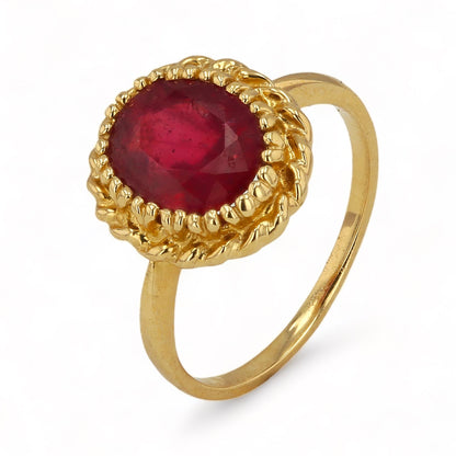 10K Yellow Gold Oval Ruby Ring 9x7mm - 1002
