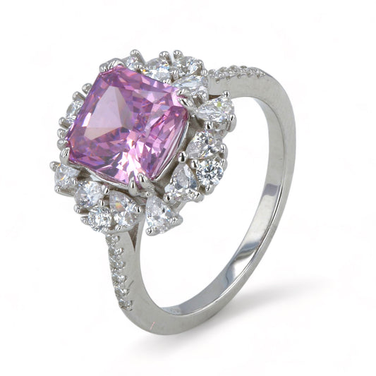 925 Sterling Silver Purple Stone Ring - 223977