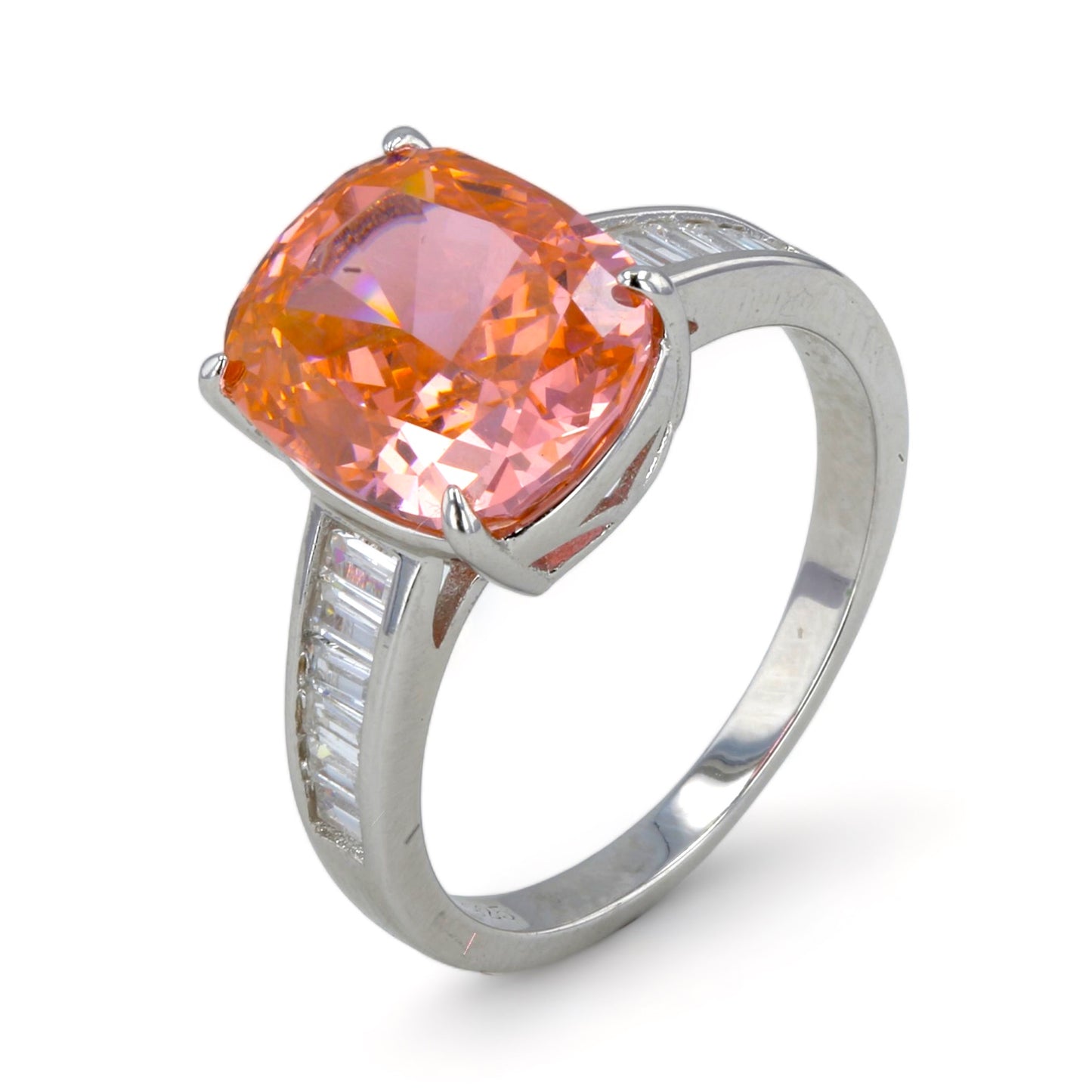 925 Sterling Silver Pink Stone Ring - 223978