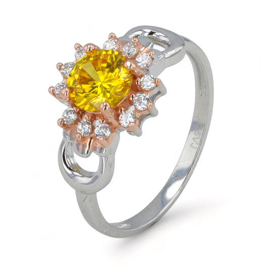 925 Sterling Silver Yellow Stone Ring - 223981