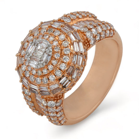 14K Rose Gold Diamond Cluster Ring - 11173