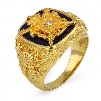 14K Yellow Solid Gold Kings Diamond and Lapislazuli Ring-11321