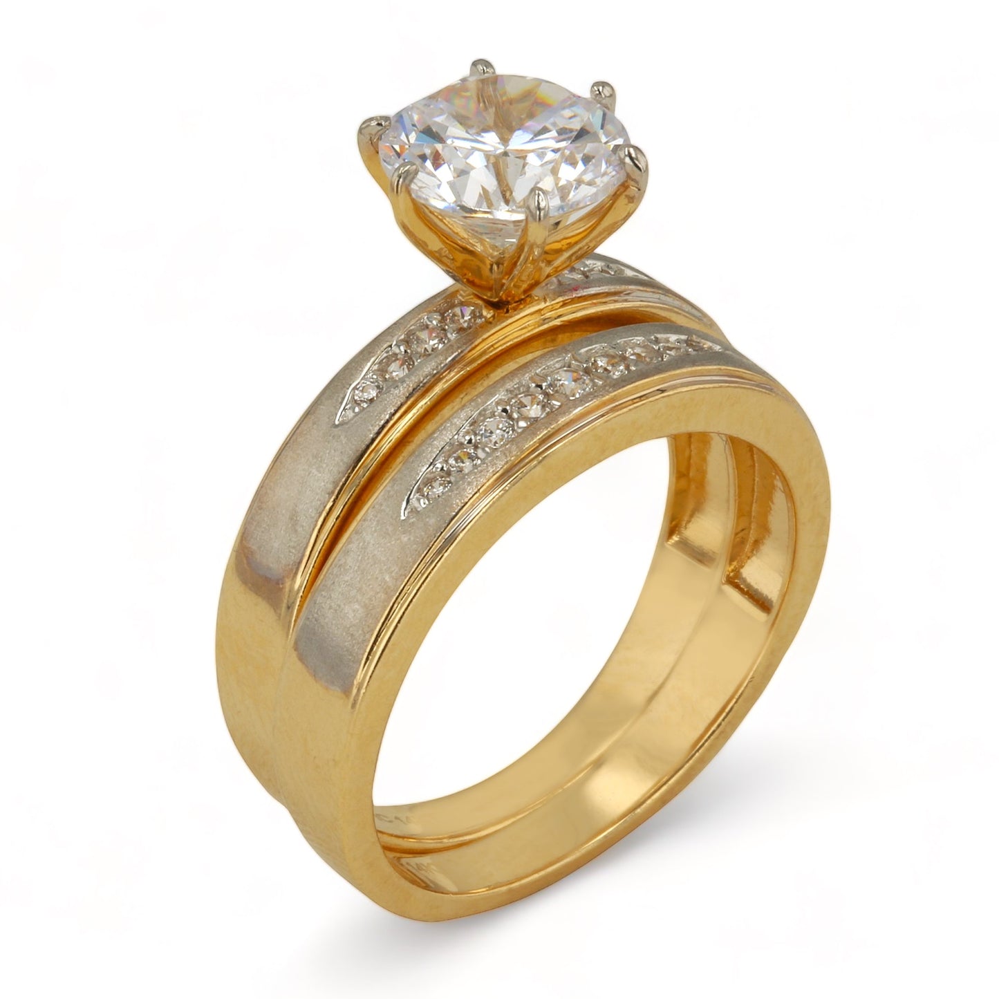 14K Yellow Gold Duo Engagement Rings - 1042