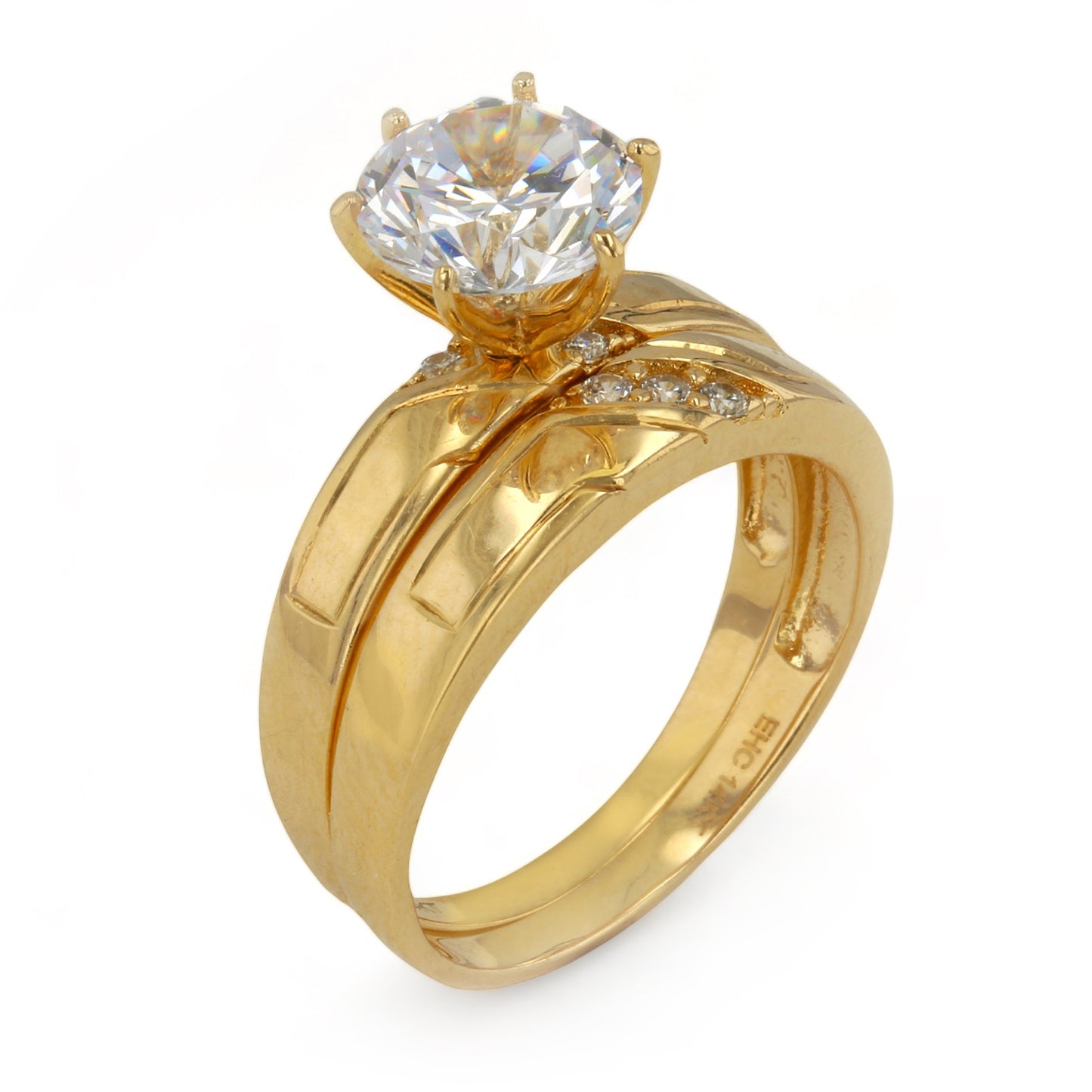14K Yellow Gold Duo Engagement Ring - 1040