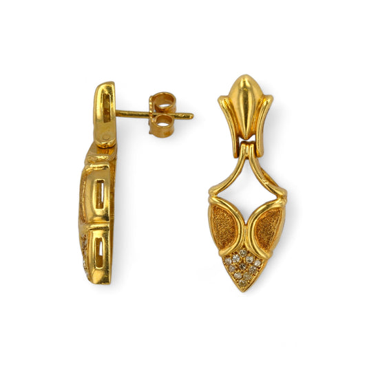 18K Yellow Gold Earring with Diamond - 227335