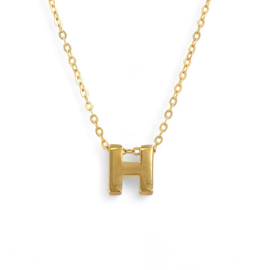 10K Yellow Gold Letter H Charm with Chain