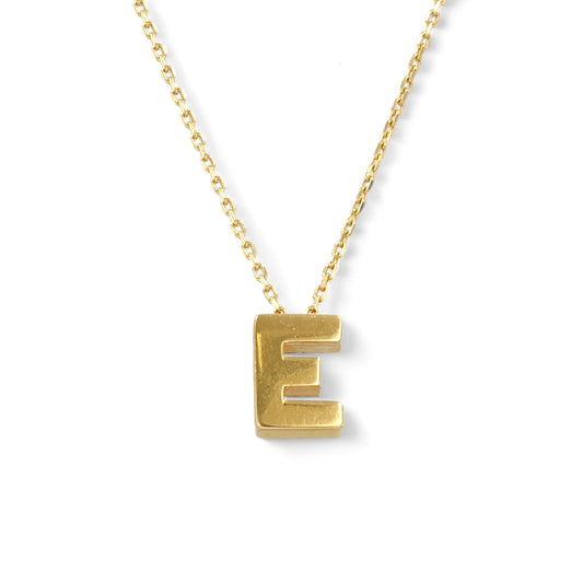 14K Yellow Gold Letter E with Chain
