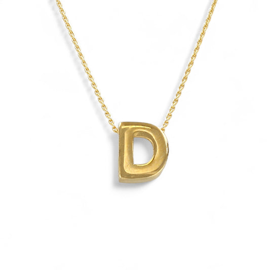 14K Yellow Gold Letter D with Chain