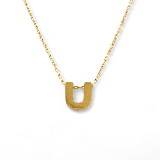 14K Yellow Gold Letter U with Chain