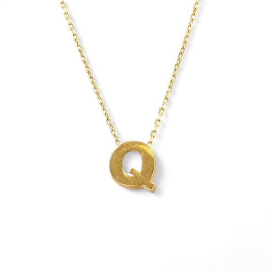 14K Yellow Gold Letter Q with Chain