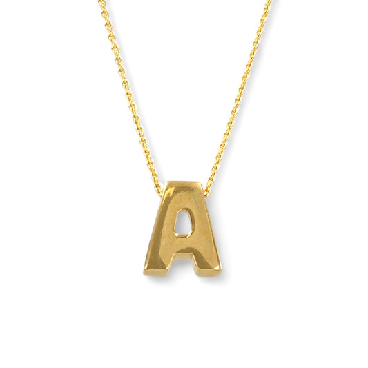 14K Yellow Gold Letter A with Chain