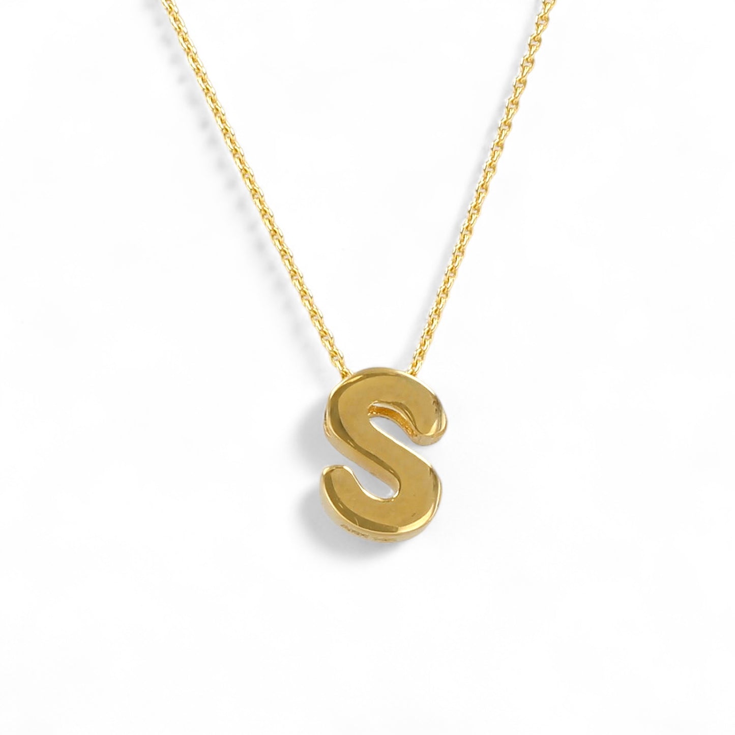 14K Yellow Gold Letter S with Chain