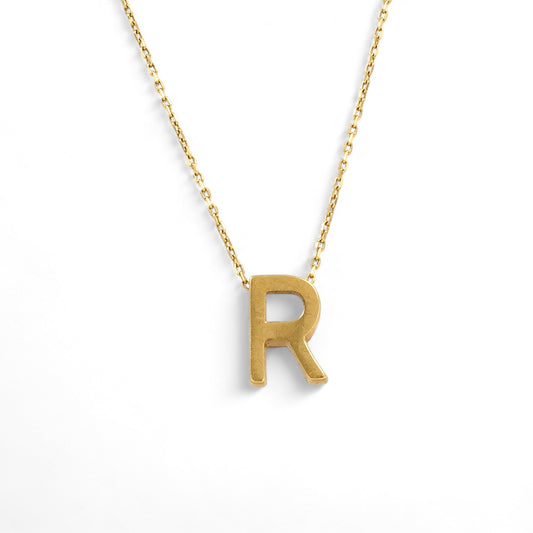 14K Yellow Gold Letter R with Chain