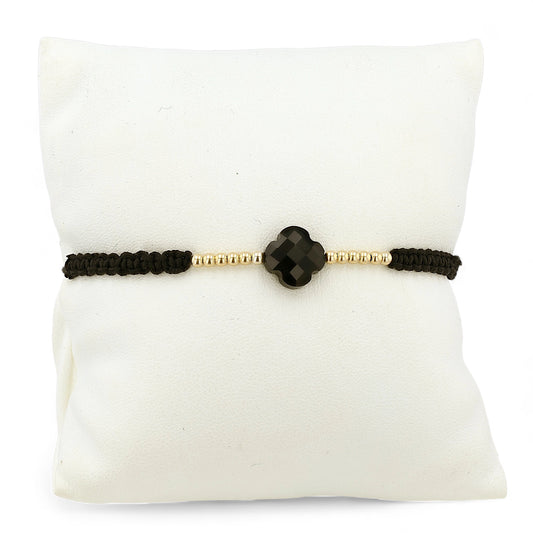 14K Yellow Gold Handmade Black Macrame-00016