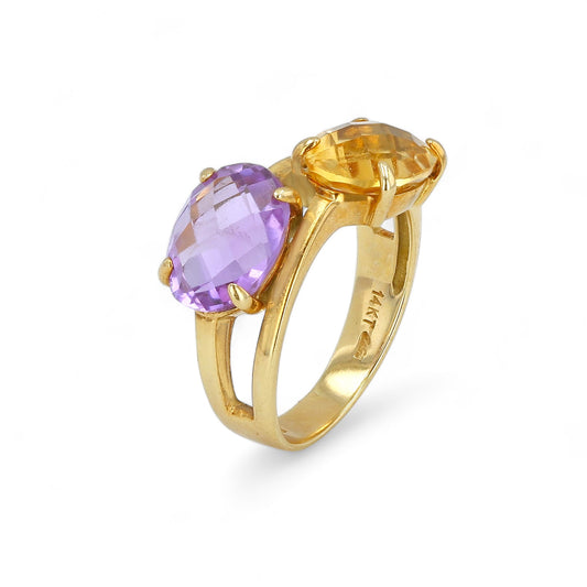 14K Yellow Gold Ring with Citrine and Amethist-227947