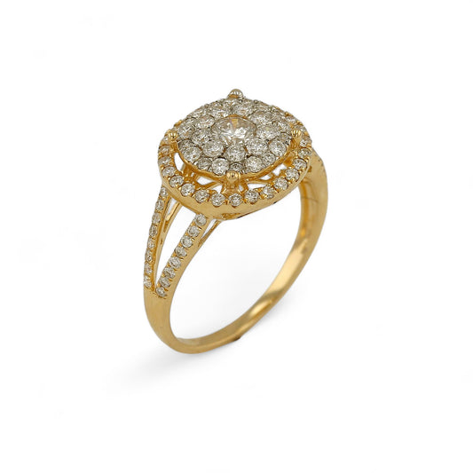 14K Yellow Gold Diamond solitaire Fleur Ring-FR0307Y